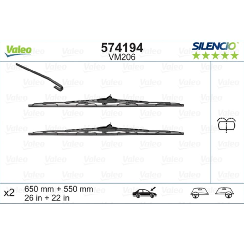 Valeo Silencio VM206 pyyhkijänsulkapari 65 + 55 cm