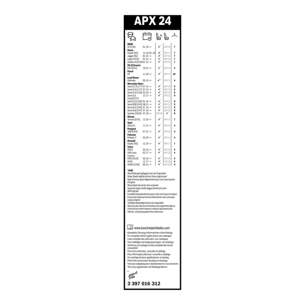 Bosch AeroTwin MultiClip APX24 pyyhkijänsulka 60 cm