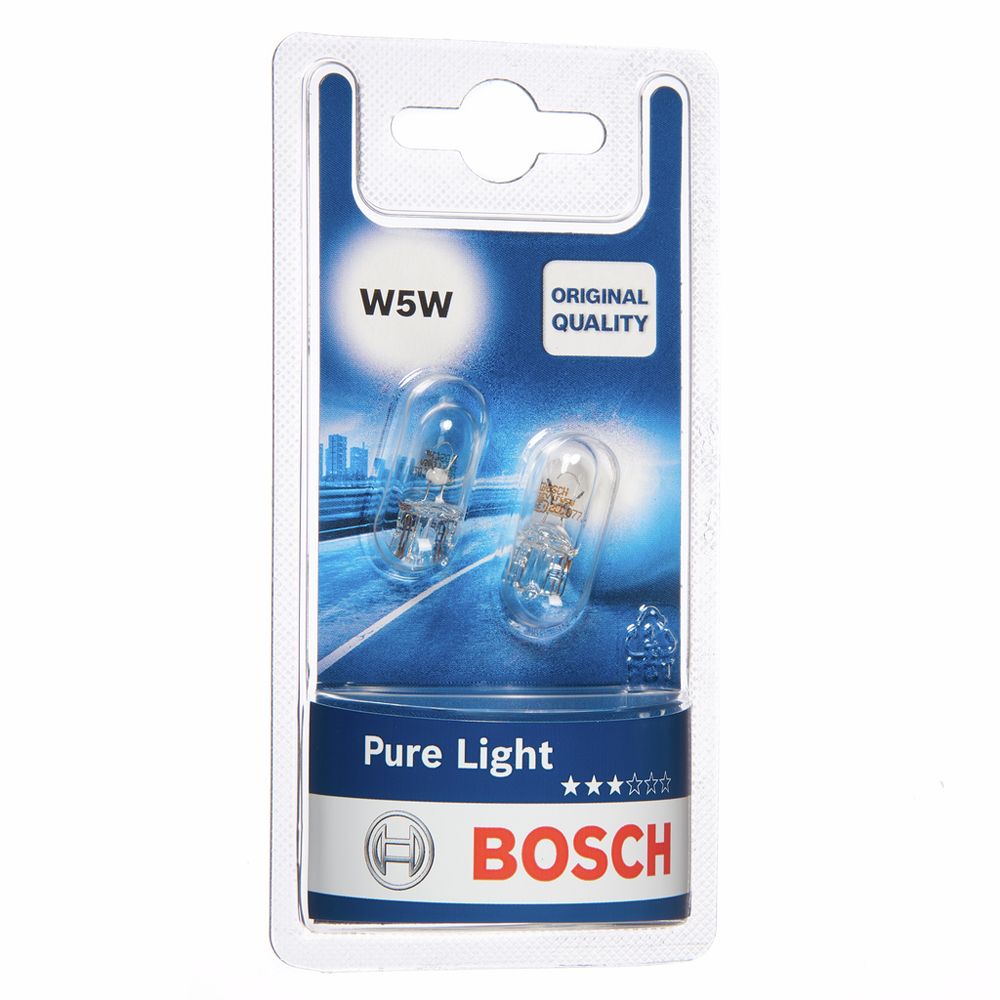 Bosch pirnipaar klaassokkel 12 V 5 W W5W (T10)
