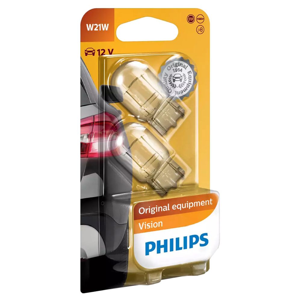 Philips glassockellampa 2-pack 12V 21W W21W (T20)