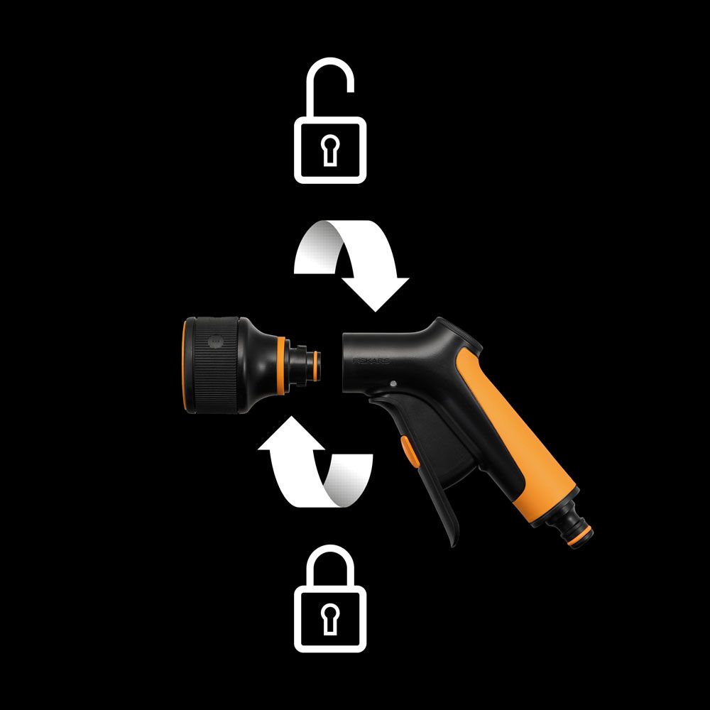 Fiskars Comfort sprinklerpistol 3-funktion, front trigger