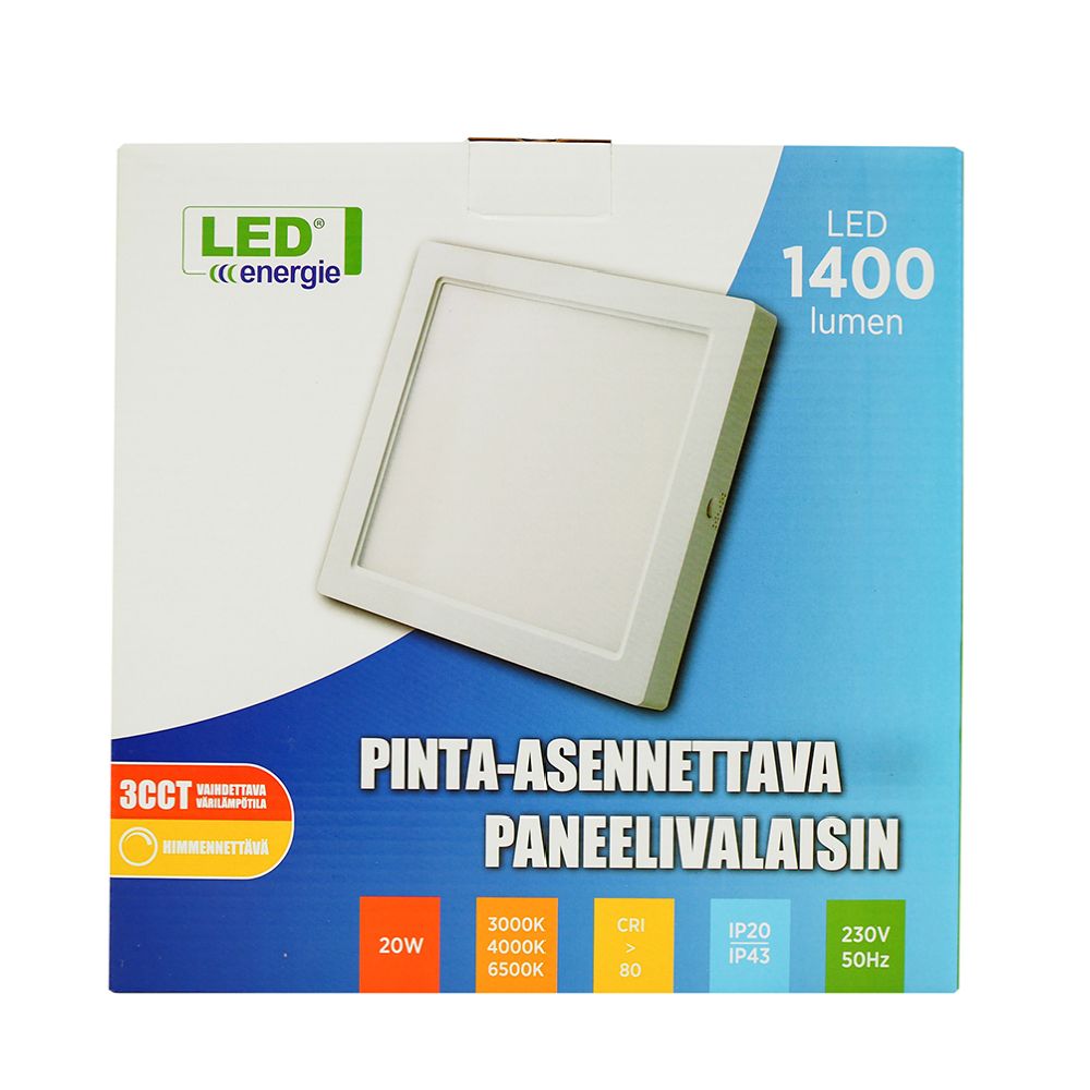 LED-panel dimbar utanpåliggande 20 W 3000 K/4000 K/6500 K 1400 lm