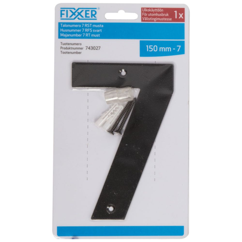 Fixxer® majanumber 7, must, 15 cm