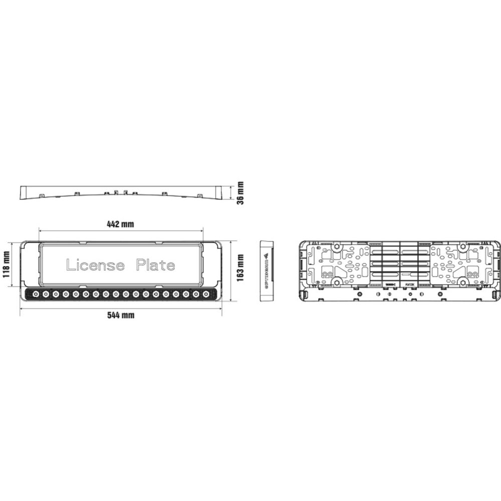 Optibeam E-BAR Single lisävalo integroidulla rekisterikilpitelineellä Ref.40