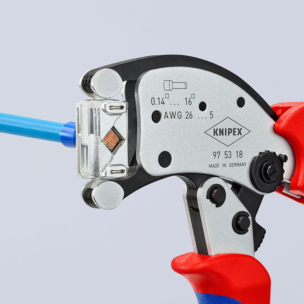 Knipex® 97 53 18 Twistor® pääteholkkien puristuspihdit itsesäätyvä 0,14-16 mm²