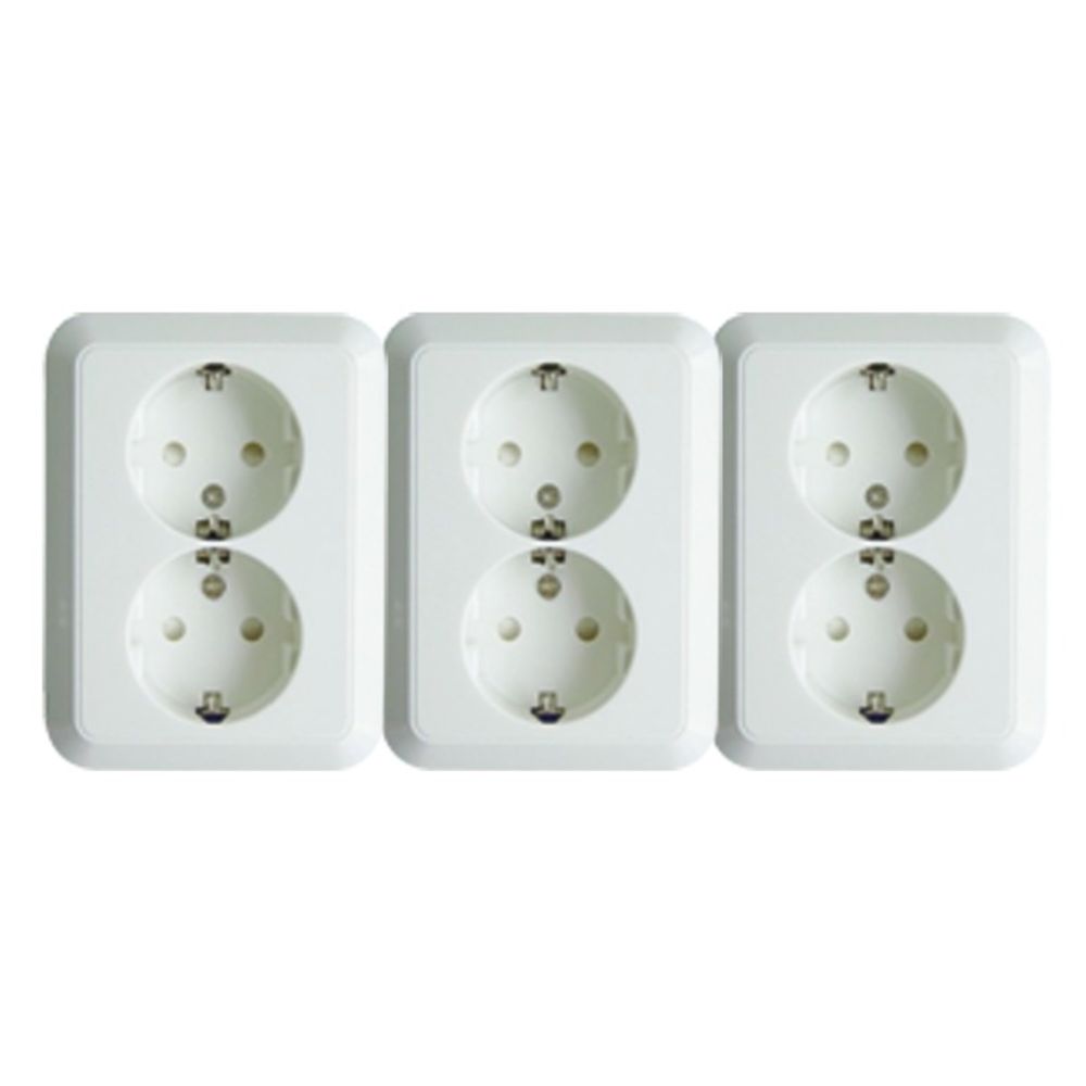 Harju Lumi 2-osaline pindmine pistikupesa, maandus, IP20, valge, 3 tk