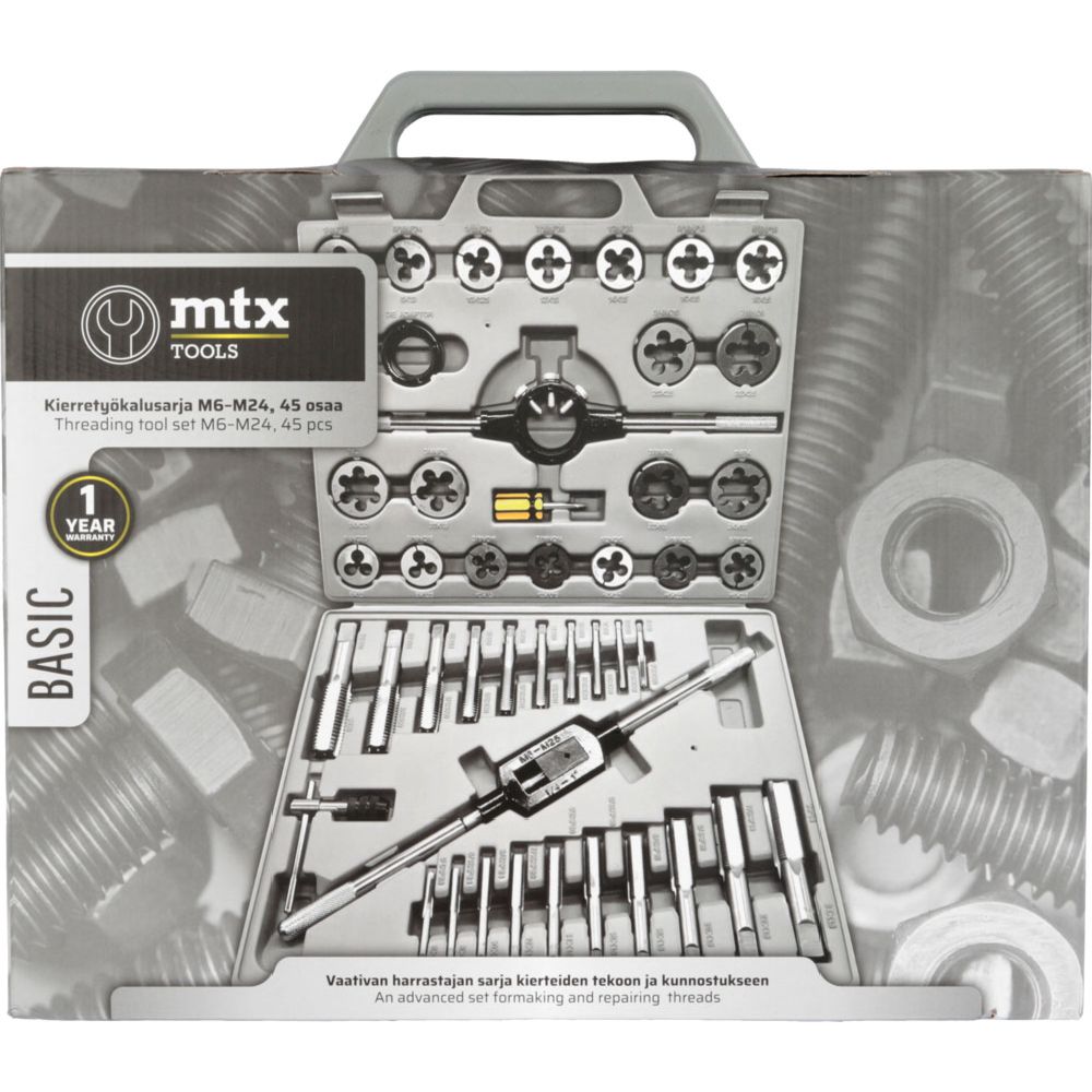 MTX Tools Basic gängverktygssats M6–M24, 45 delar
