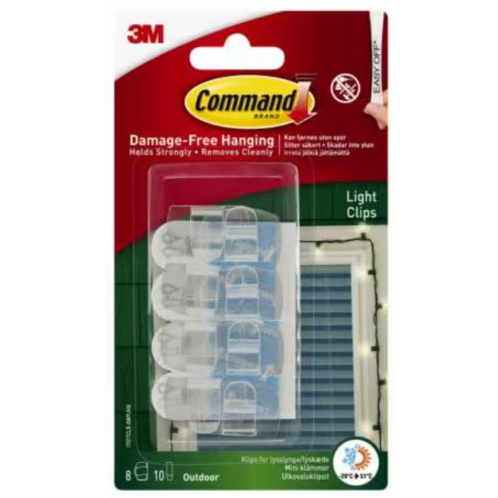 3M Command Clip Strips fästen för utomhusbelysning 8 st.