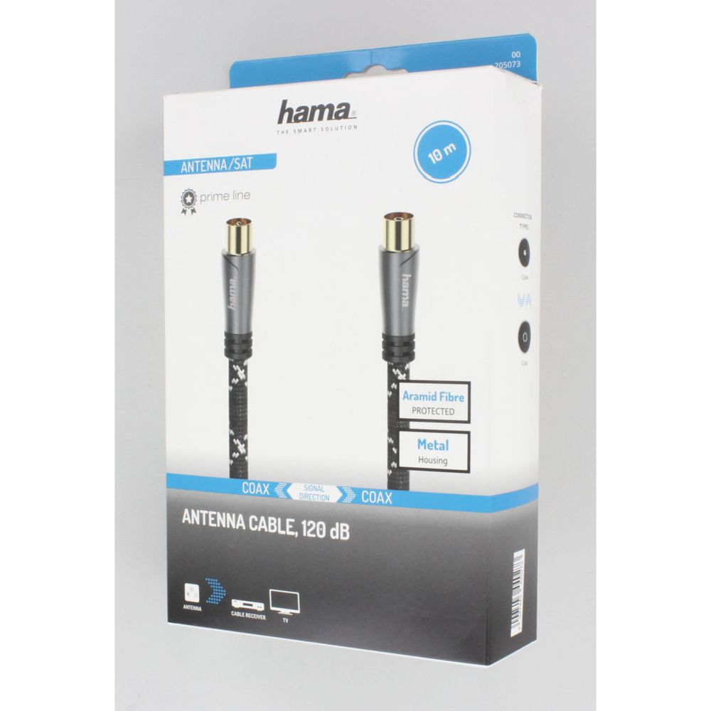 Hama Antennikaapeli, Coax uros - Coax naaras, 10,0 m, 120 dB, musta