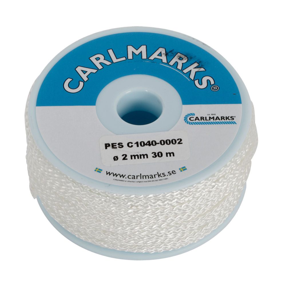 Carlmarks polyesterlina vit 2 mm 30 m