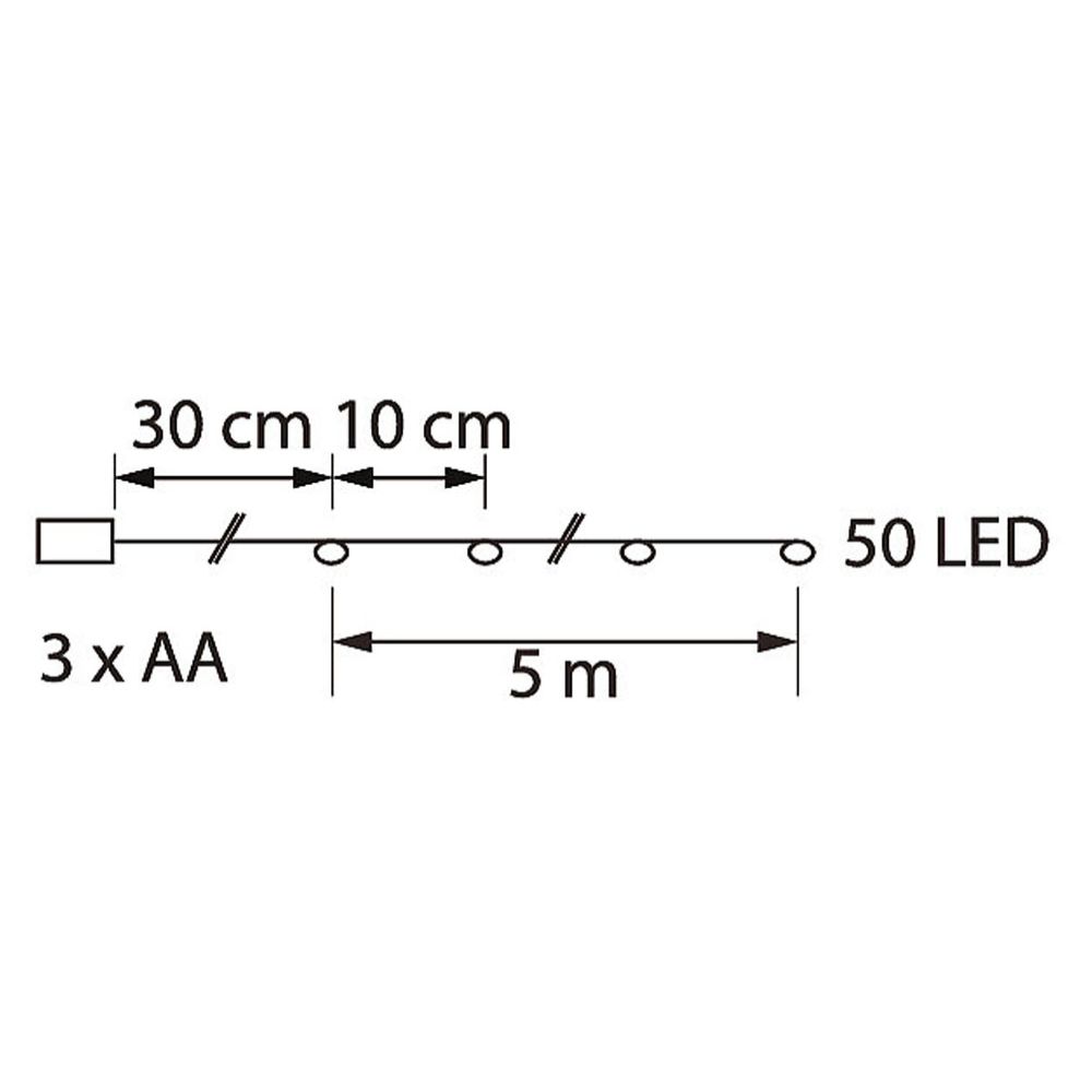 Airam Hilla 50 LED-ljusslinga batteridriven 3 x AA