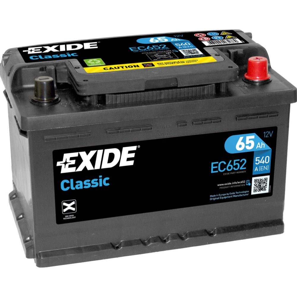 Exide EC652 65 Ah / 540 A akku P278 x L175 x K175 -+
