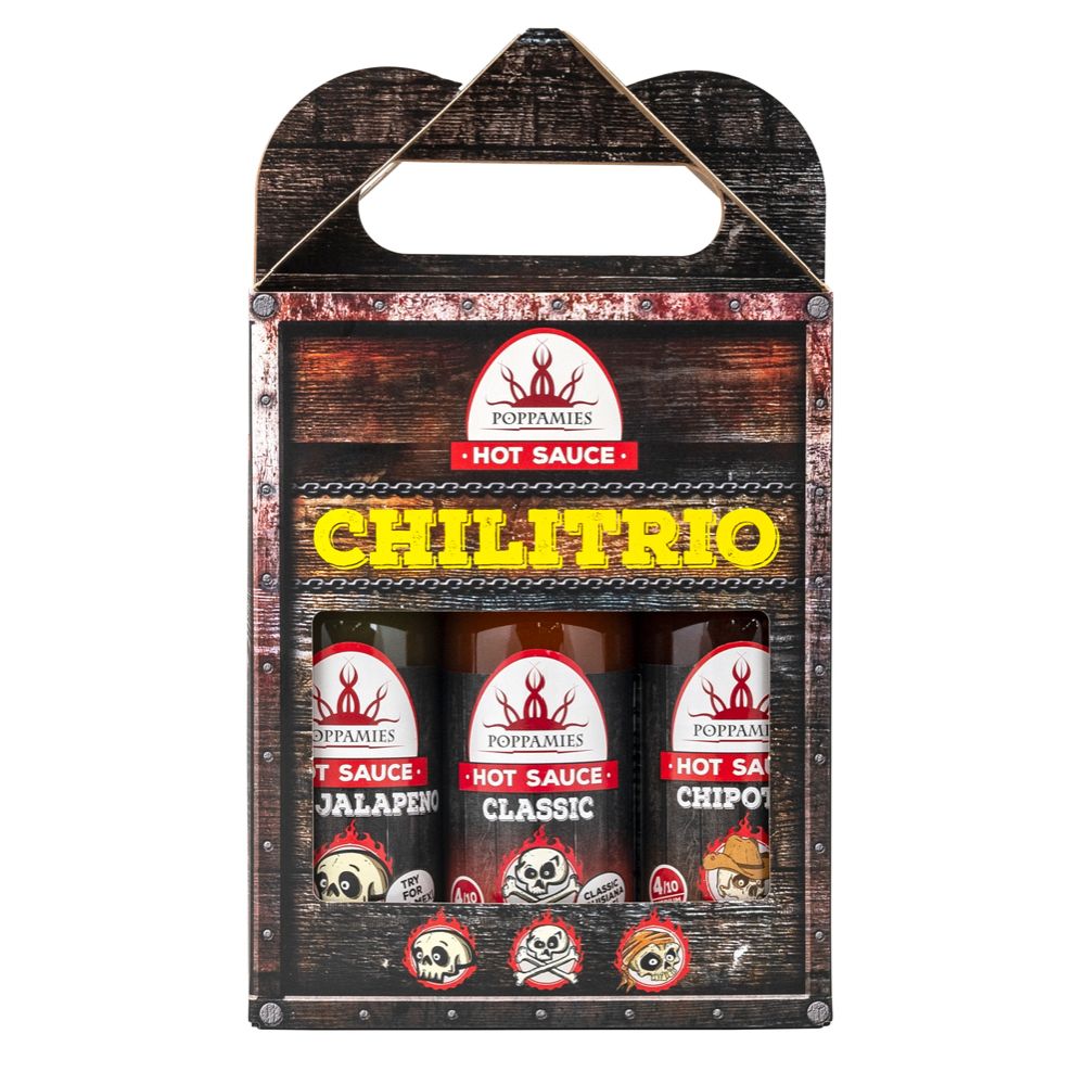 Poppamies Hot Sauce Chilitrio blandåser 3 x 150 ml