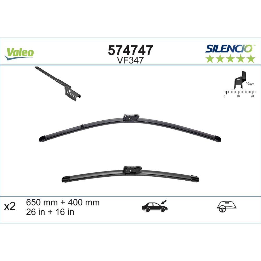 Valeo Silencio VF347 pyyhkijänsulkapari 65 + 40 cm