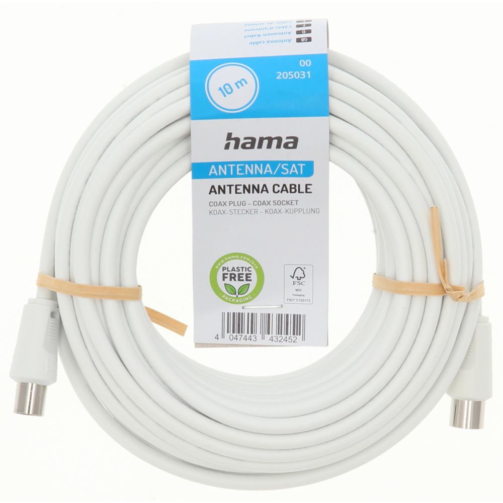 Hama Antennikaapeli, Coax uros - Coax naaras, 10,0 m, 75 dB