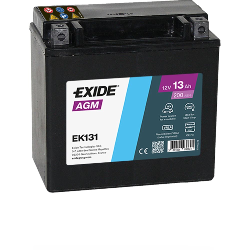 Exide EK131 13Ah/200A akku P150xL90xK145
