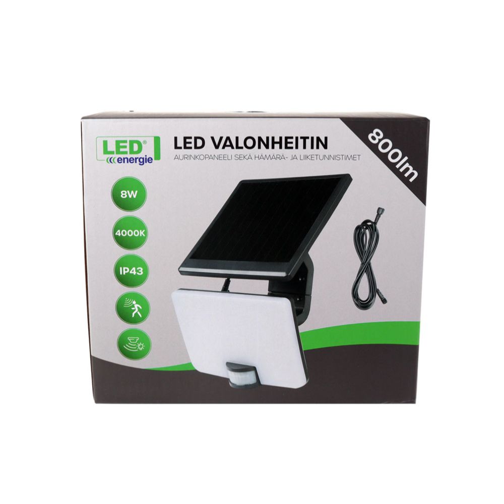 Led Energie Solar LED-valonheitin CdTe-aurinkokennolla 8 W 800 lm 4000 K IP43
