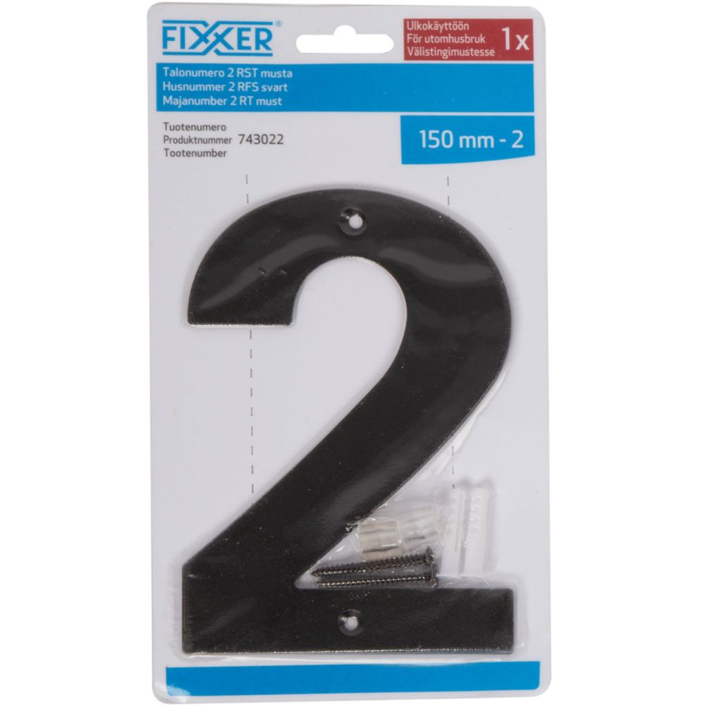 Fixxer® majanumber 2, must, 15 cm