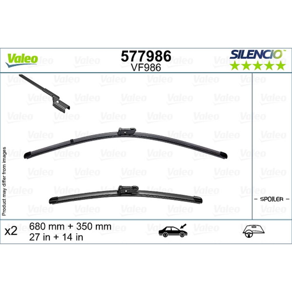 Valeo Silencio FB VF986 pyyhkijänsulkapari 68 + 35 cm