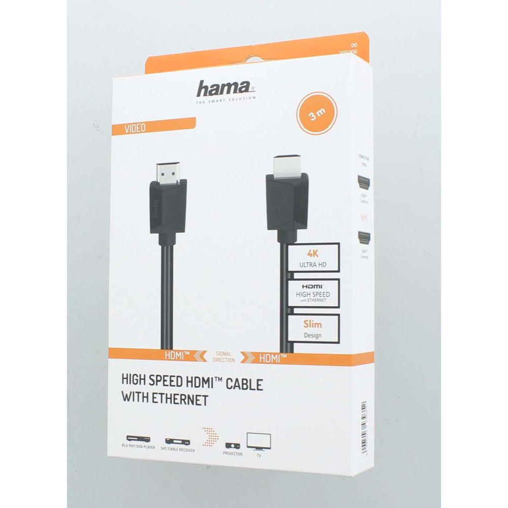 Hama HDMI-kaapeli, HDMI uros - HDMI uros, 4K, Ethernet, 3,0 m