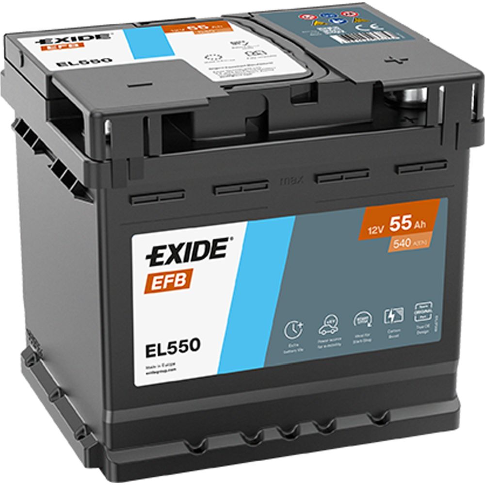 Exide EL550 55 Ah / 540 A akku P207xL175xK190 -+