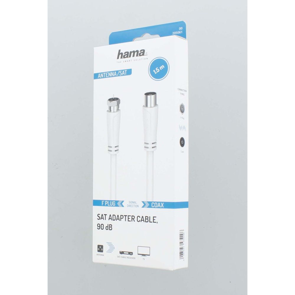 Hama antennikaabel F-liitmik isane - Coax emane 1,5 m 90 dB