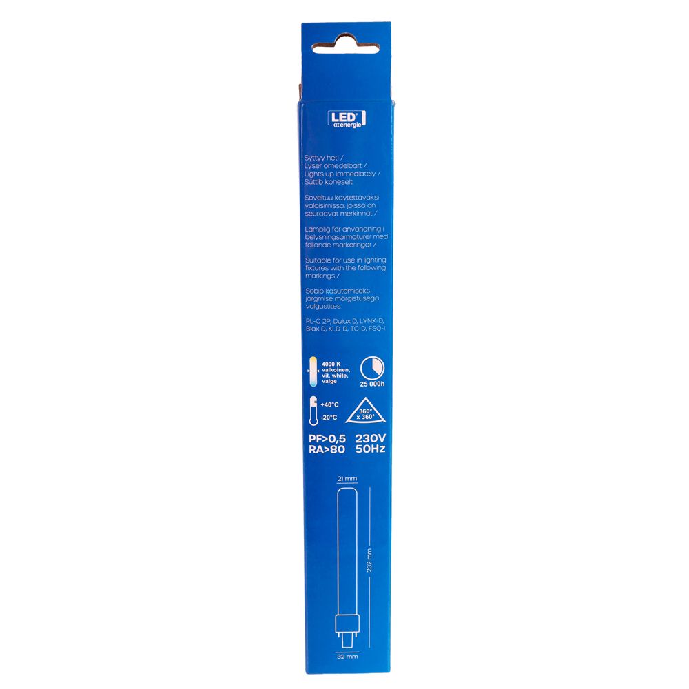 LED-pistiklamp, G23, 9 W, 4000 K, 900 lm, 2 klemmi