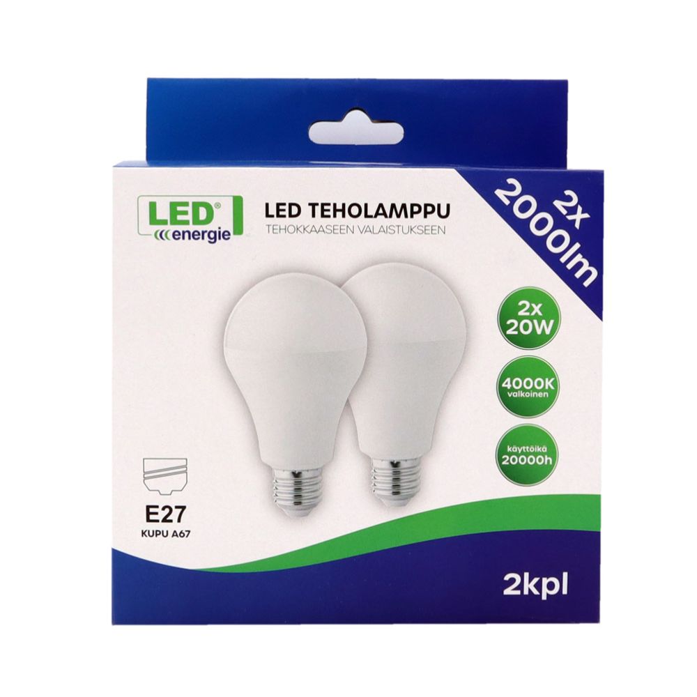 Led Energie LED-lamp, E27, 20 W, 2000 lm, 4000 K, 2 tk