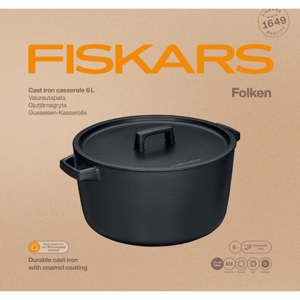 Fiskars Folken gjutjärnsgryta 6 L