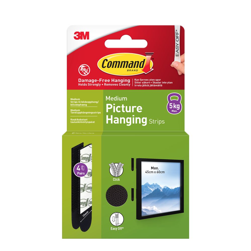 3M Command 17201BLK monteringsstrips svart 19 x 70 mm 4 st.
