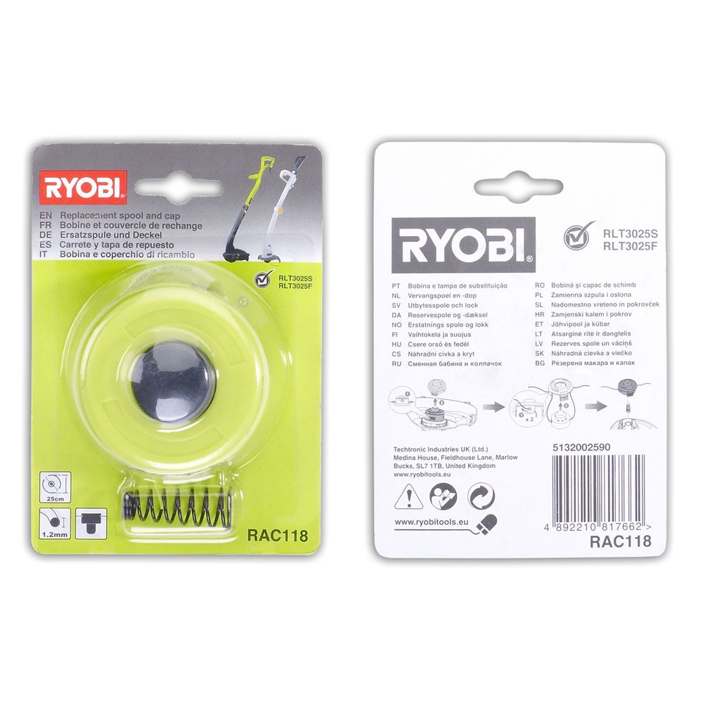 Ryobi 2-siimainen sähkötrimmerin siimapää 4,5 m RAC118