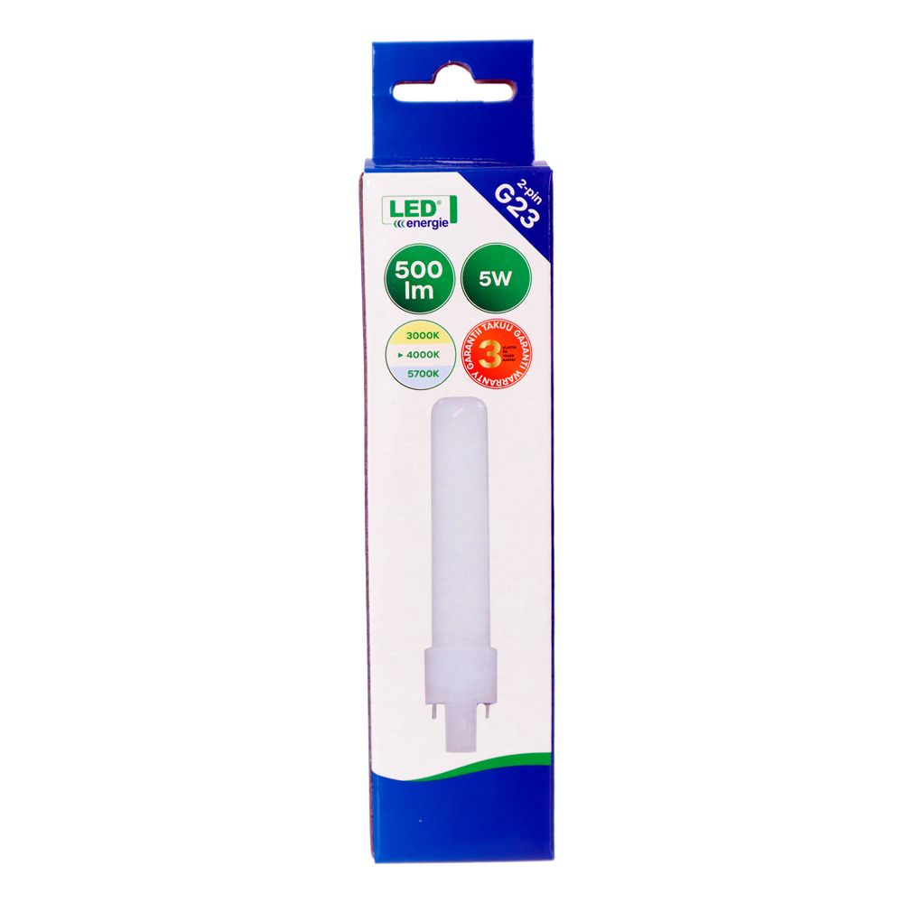 LED-pistiklamp, G23, 5 W, 4000 K, 500 lm, 2 klemmi