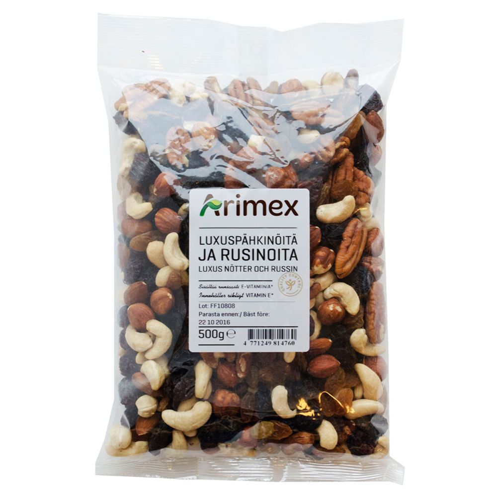 Arimex Luxuspähkinöitä ja rusinoita 500 g