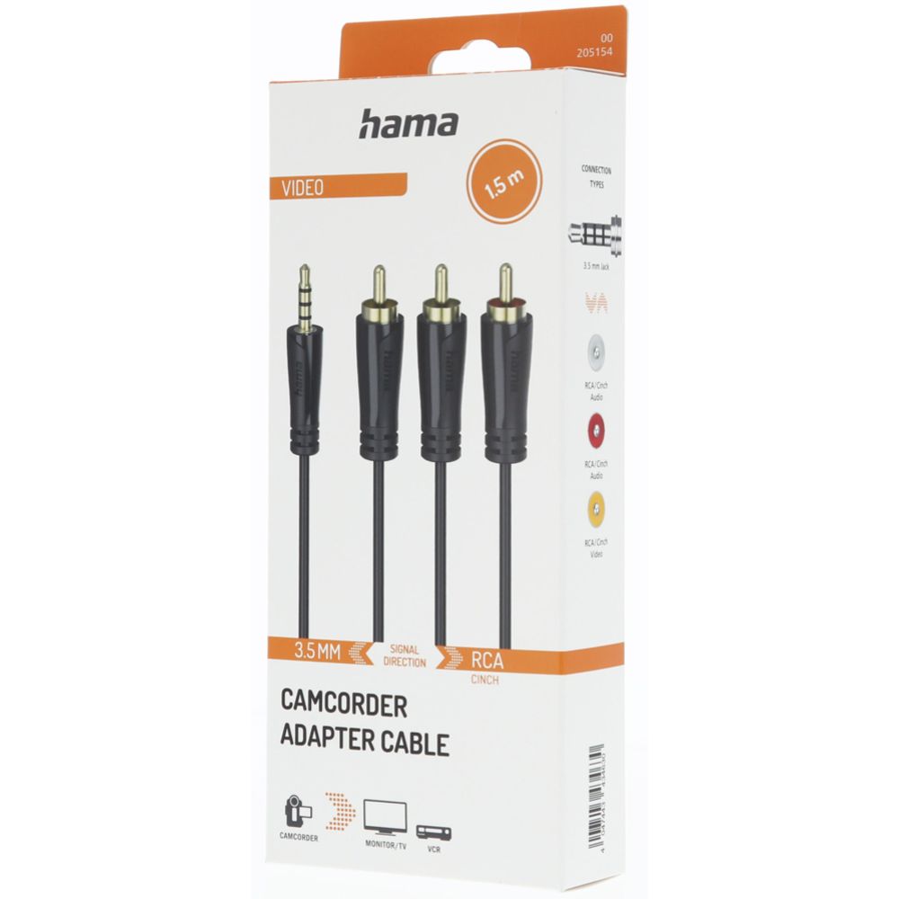 Hama Videokaapeli, 3,5 mm (4-pin) uros - 3 x RCA uros, 1,5 m