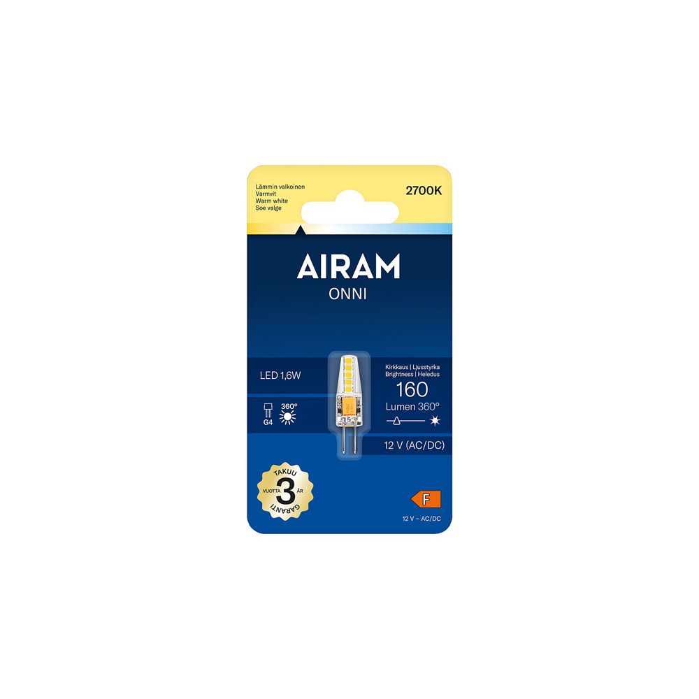 Airam 12 V LED-stiftlampa G4 1,6 W 2700 K 160 lm