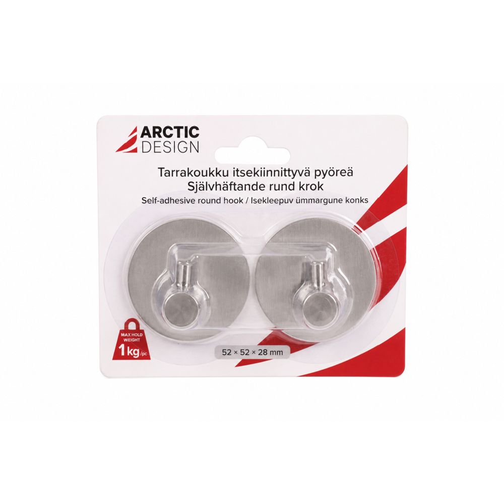 Arctic Design itsekiinnittyvä tarrakoukku pyöreä 52mm 2kpl