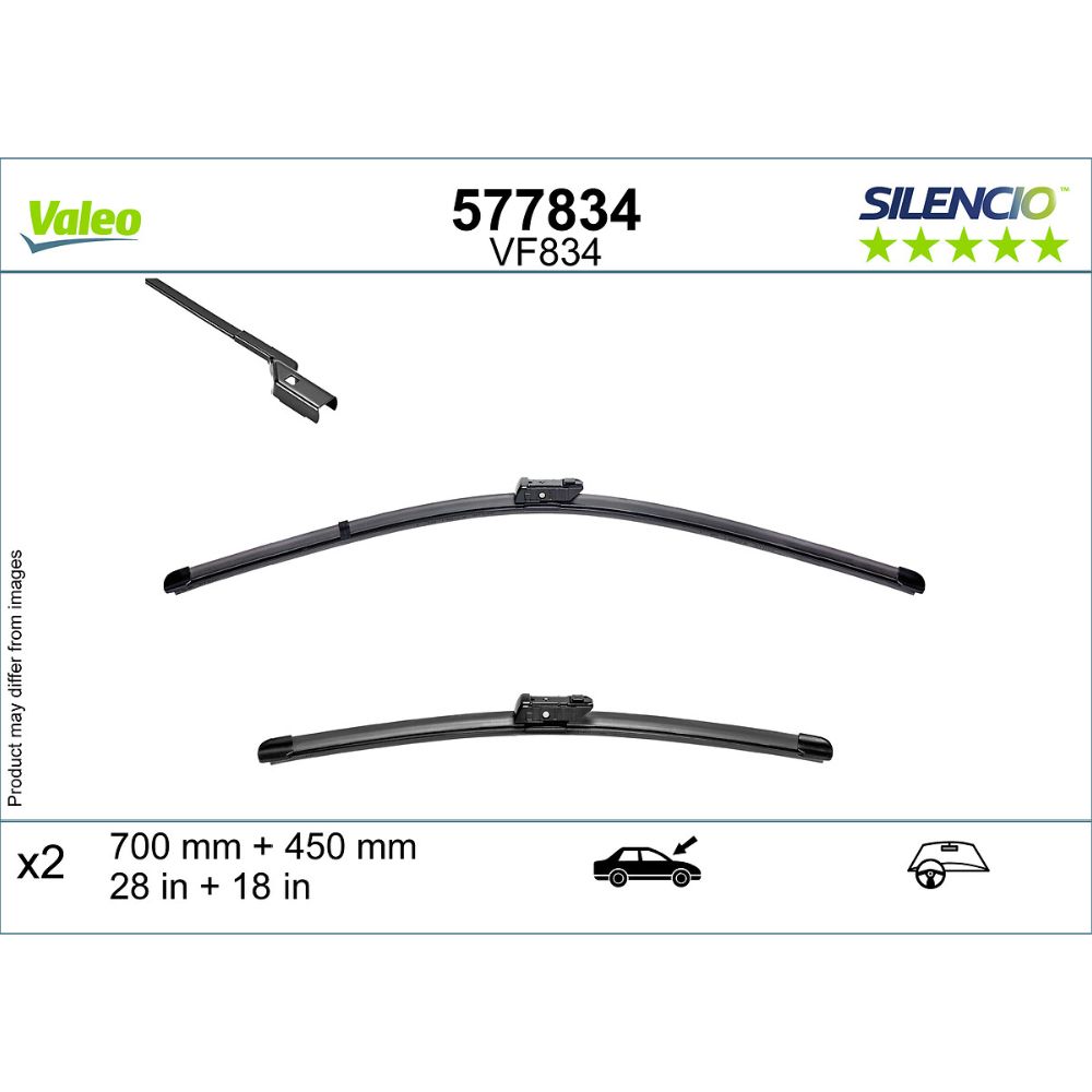 Valeo Silencio FB VF834 pyyhkijänsulkapari 70 + 45 cm