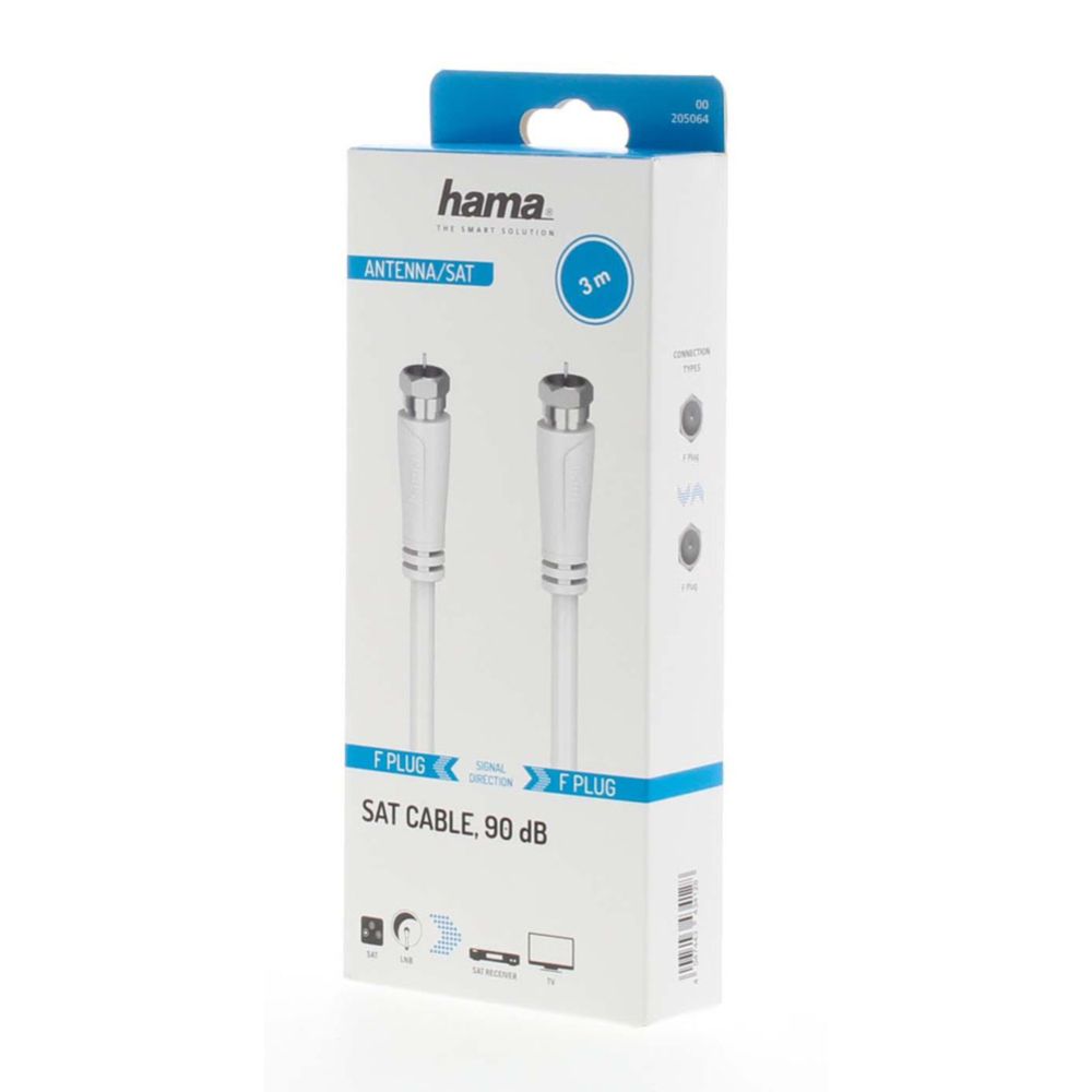 Hama antennkabel, F-kontakt hane - F-kontakt hane, 3,0 m, 90 dB