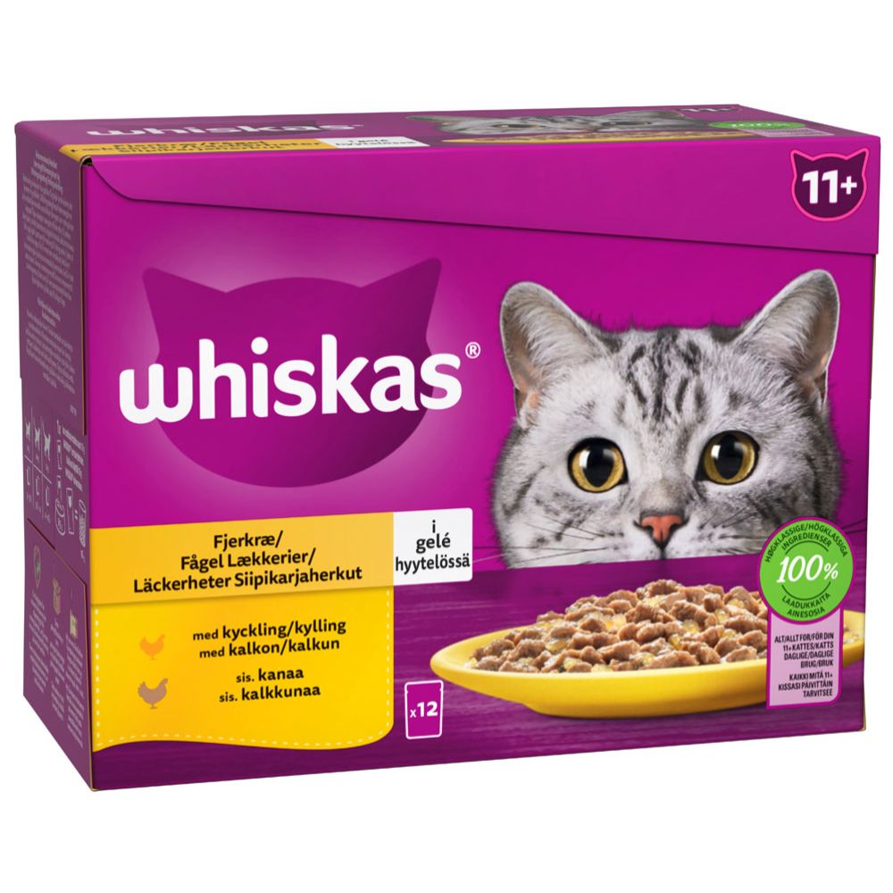 Whiskas 11+ Fågel i géle 12 x 85 g