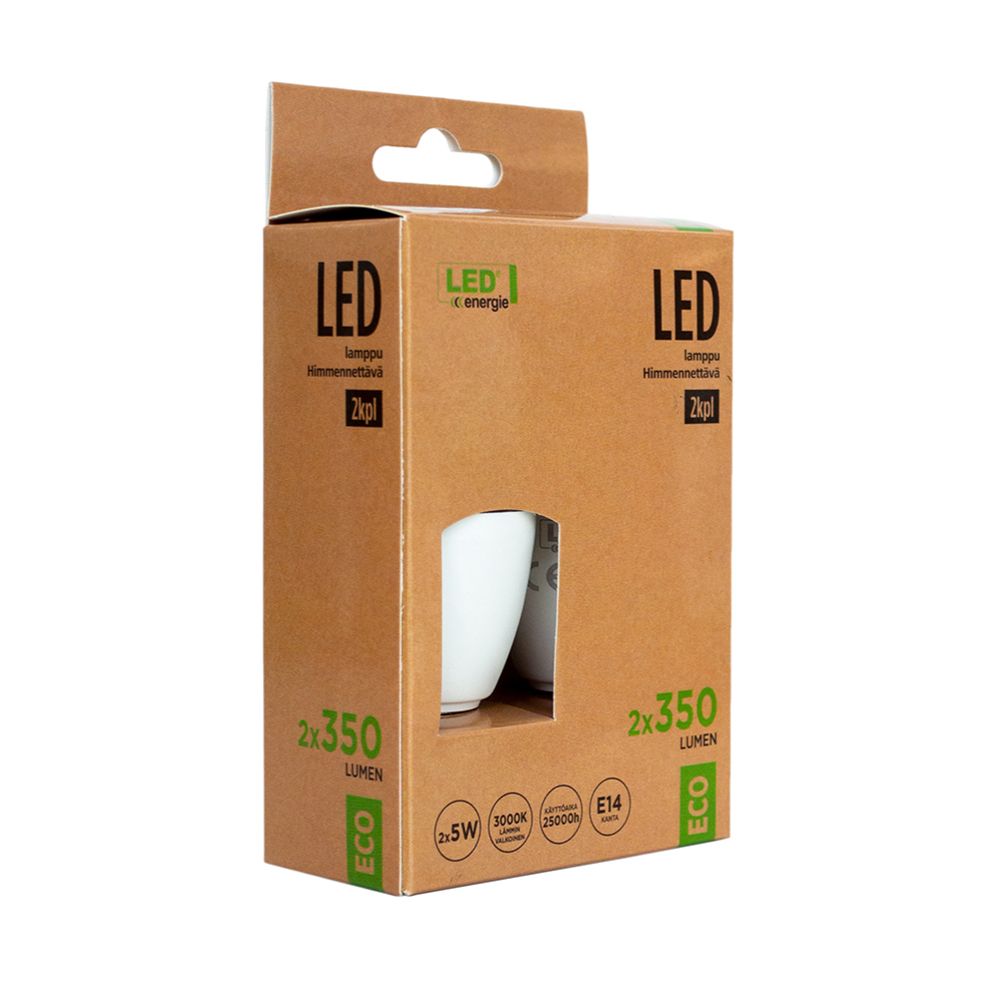 Led Energie kynttilälamppu C37/E14 5 W 350 lm 3000 K himmennettävä 2 kpl