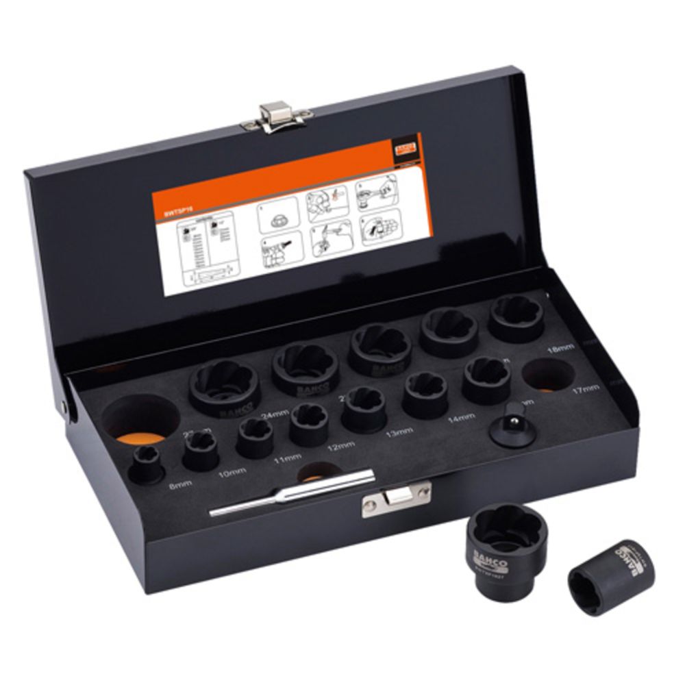 Bahco BWTSP16 Twist hylssats med motgängor 8–27 mm 3/8’’ & 1/2’’