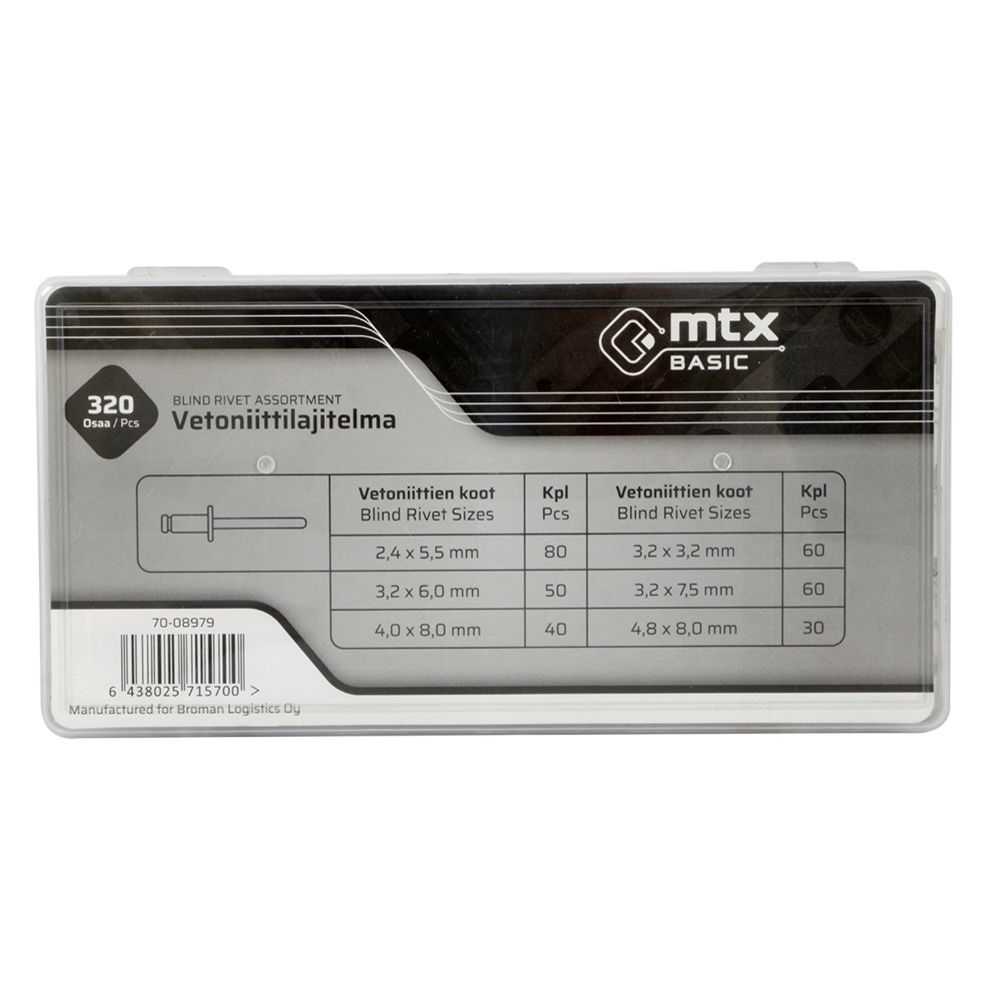 MTX Basic vetoniittilajitelma 320 osaa