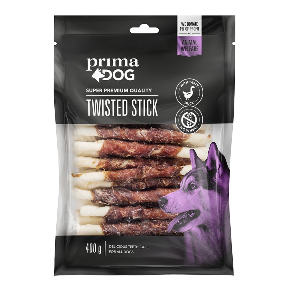 PrimaDog tuggpinne med ankkött 13 cm 400 g, 45 st.