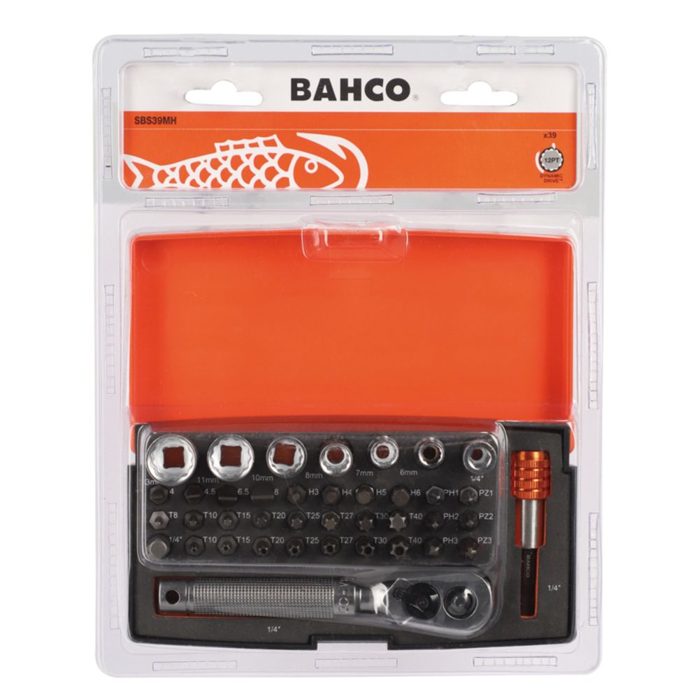 Bahco hylsysarja 1/4", Bi-hex-profiili ja ruuvimeisseli