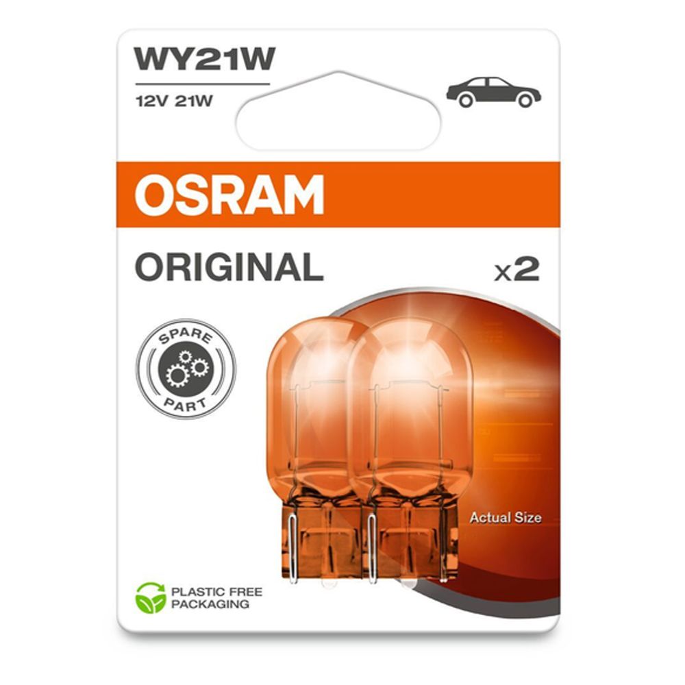 Osram lasikantapolttimopari 12V 21W WY21W (T20) oranssi