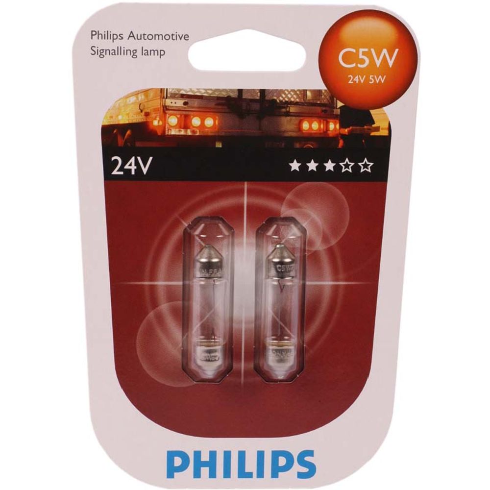 Philips SV8,5 pirnid, 2 tk, 24 V 5 W C5W pulkpirn 36 mm
