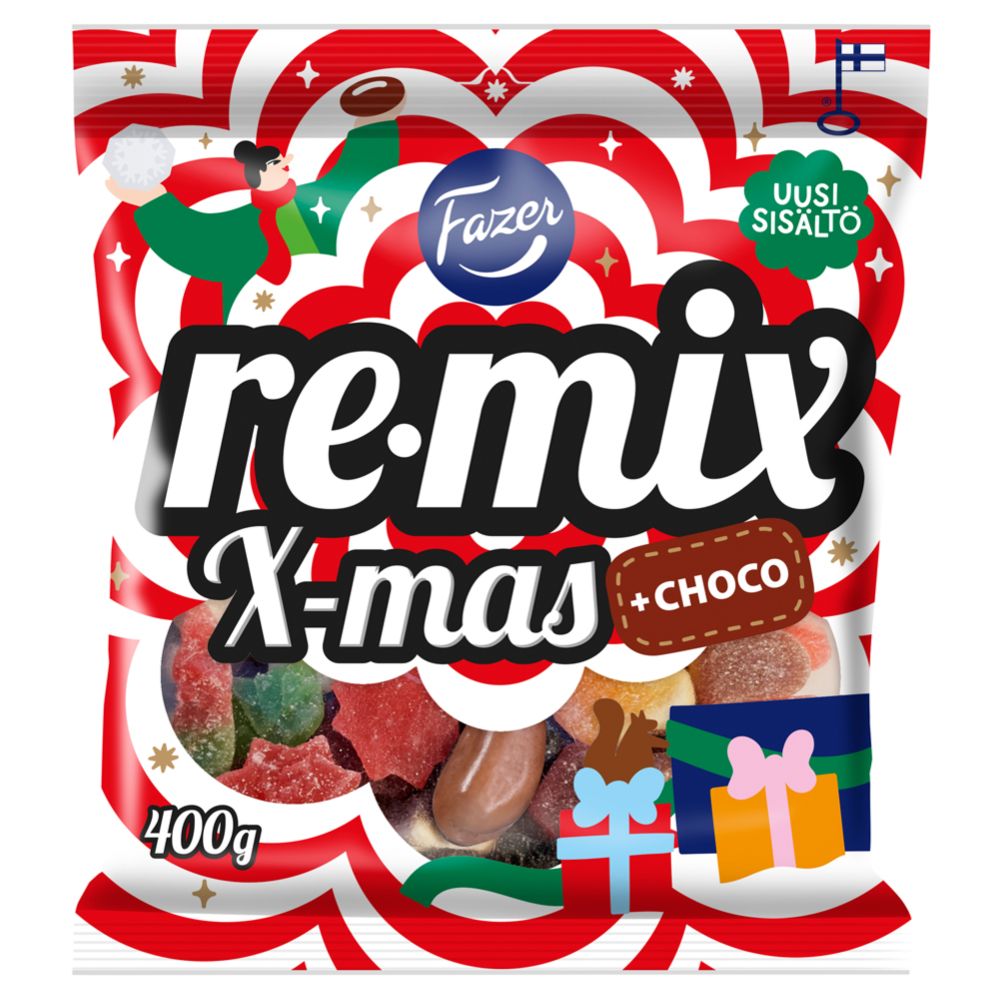 Fazer Remix Xmas +choco karkkipussi 400 g