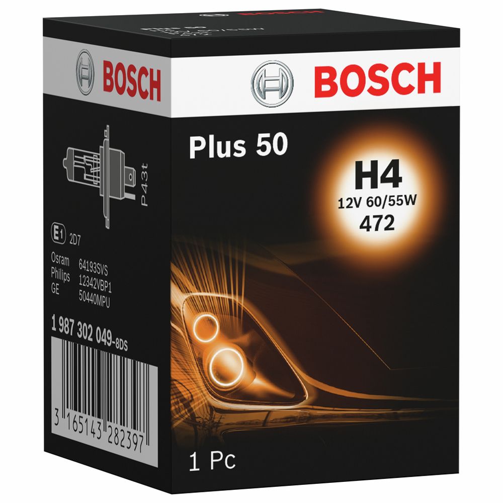 Bosch Plus 50 12V 60/55W +50% H4-polttimo