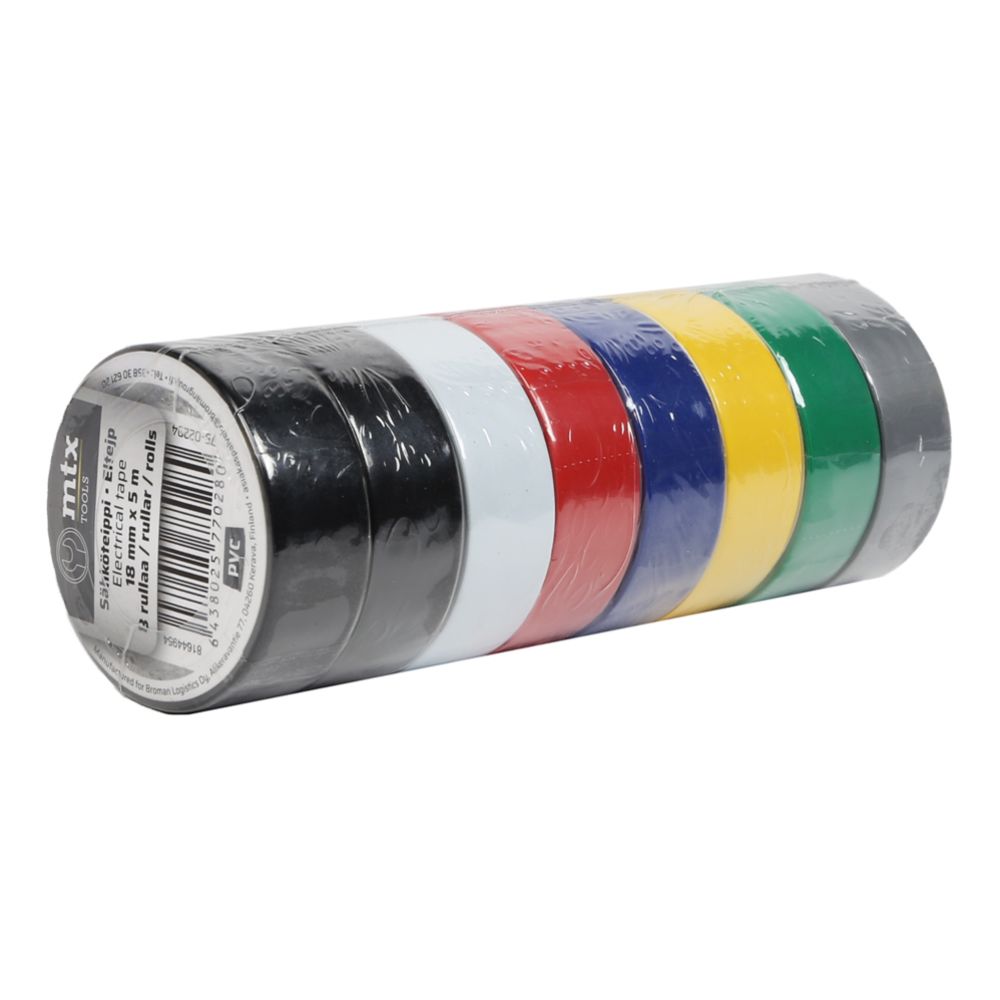 MTX sähköteippi värimix 18 mm x 5 m 8 kpl