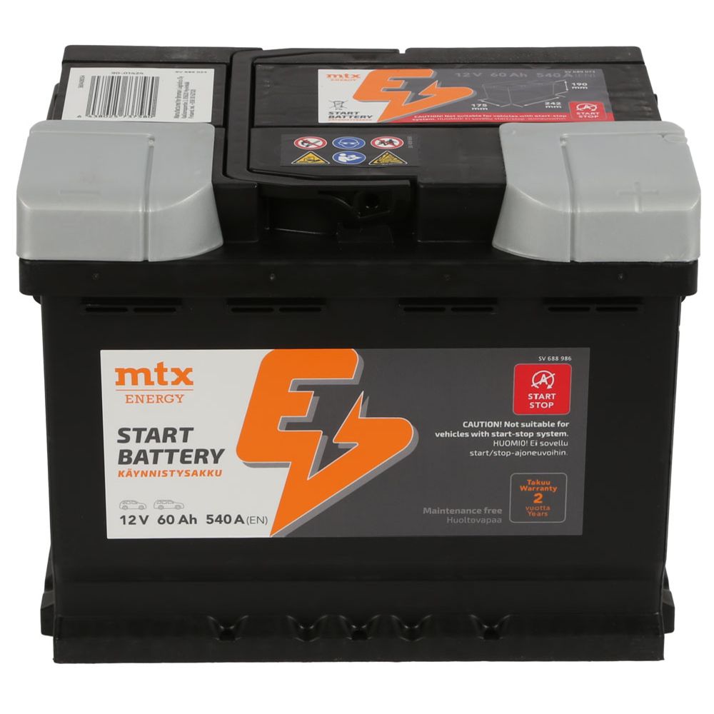 MTX Energy Käynnistysakku 60Ah/540A P242xL175xK190 -+